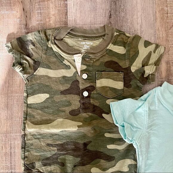 Carters henley onesies - set of 3 - Picture 2 of 4